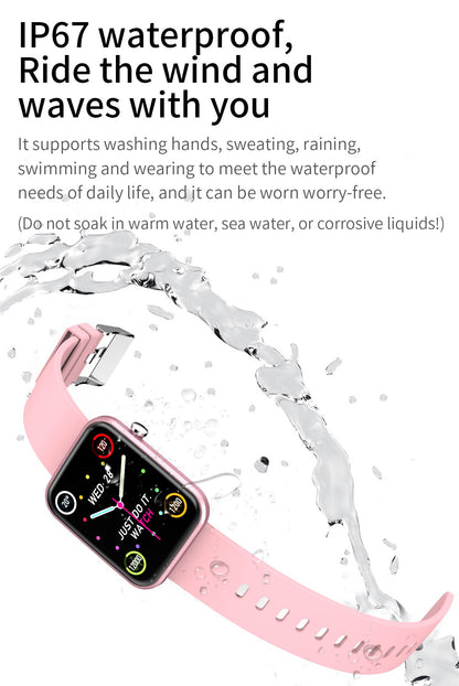Salmon Lucky advanced smartwatch with three interchangeable bands and wellness and activity tracker features.
