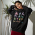 Yellow Pandora yoga theme crewneck sweatshirt featuring a colorful yoga design on soft, comfortable sweater fabric.