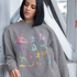 Yellow Pandora yoga theme crewneck sweatshirt, soft sweater with yoga-inspired design, casual wear for comfort and style.