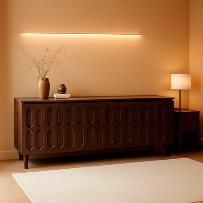 Dark Walnut 94.5In Wide Mid Century Modern Sideboard