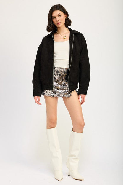 Jade Icarus sequin mini skirt with side slit, stylish women&