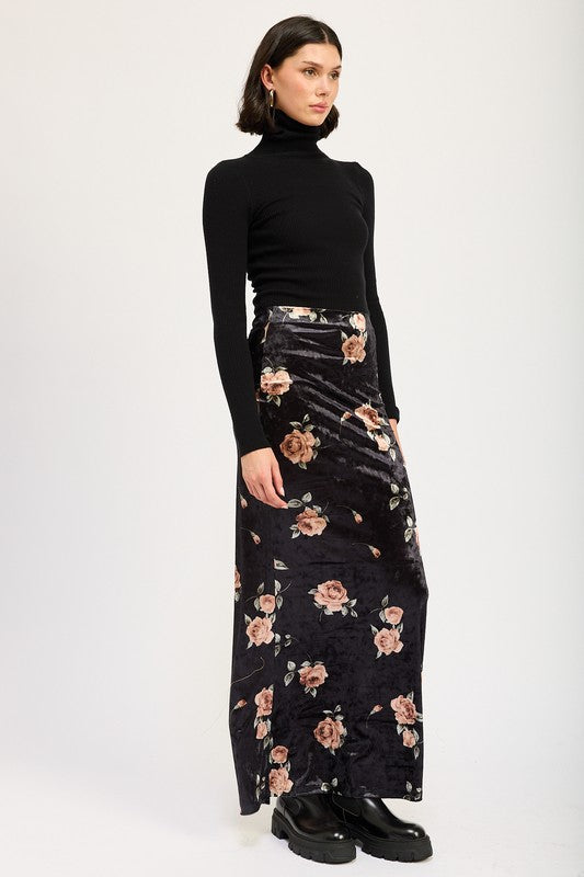 Automotive high waist maxi pencil skirt by Jade Icarus, featuring a fitted silhouette and sleek design.