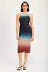 Halter neck ombre maxi dress by Jade Icarus featuring flowing fabric and a stylish gradient color scheme.
