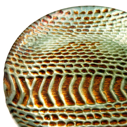 Set of four White Zeus snakeskin 6-inch canapé plates for elegant serving in home and garden settings.