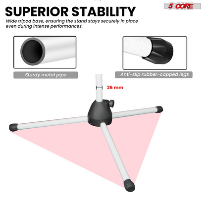 Start2Finish 5 Core Mic Stand Set with adjustable tripod and extendable boom arm, ideal for musical instrument microphones.
