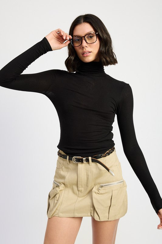 Automotive Jade Icarus exposed cargo pocket mini skirt with rugged fabric and cargo pocket detail, stylish and functional design.