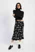 Asymmetrical maxi satin skirt by Jade Icarus, featuring a flowing design and mixed media fabric in a stylish, contemporary silhouette.