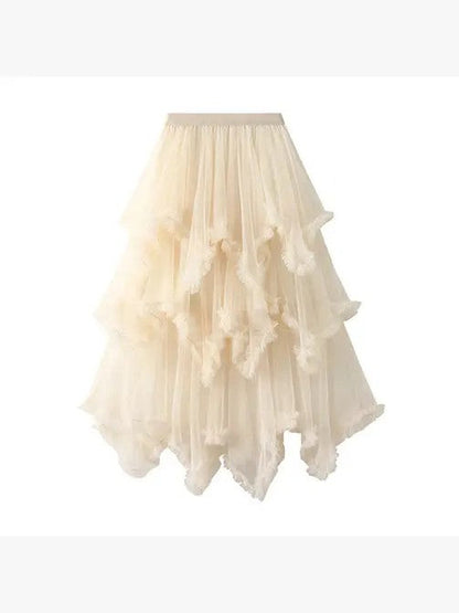 Layered mesh high waist skirt from Jade Icarus, stylish women&