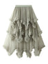 Layered mesh high waist skirt for women by Jade Icarus, showing its flowy design and layered fabric details.