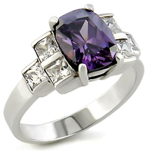 High-polished 925 sterling silver ring with AAA grade cubic zirconia by Turquoise Tiger, showcasing a sleek, shiny design.