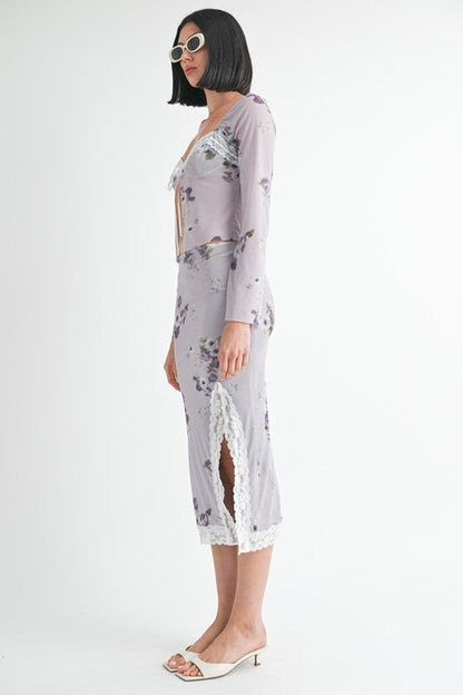Automotive part from Jade Icarus featuring a floral pattern with lace trim, shown in the product image.