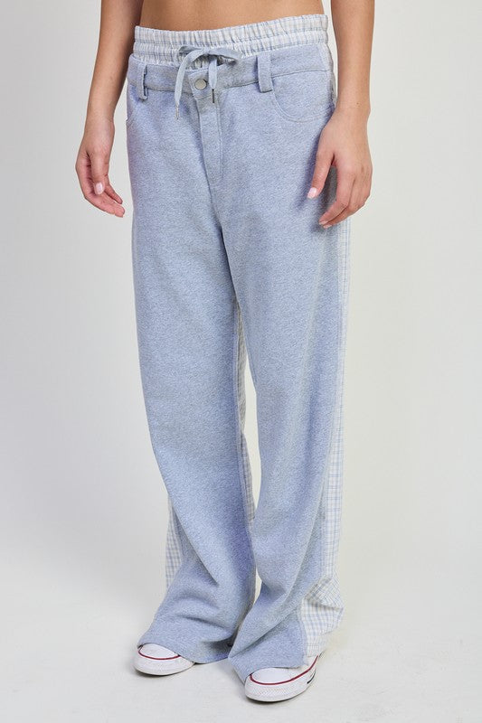 Jade Icarus double waist straight-leg pants in neutral fabric, featuring a high-rise fit and tailored design.