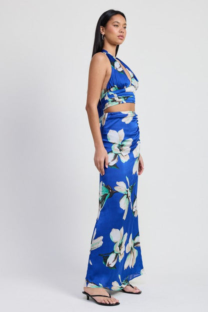 Jade Icarus Maxi Bias Skirt in automotive style with sleek fabric and detailed stitching, displayed on a mannequin.
