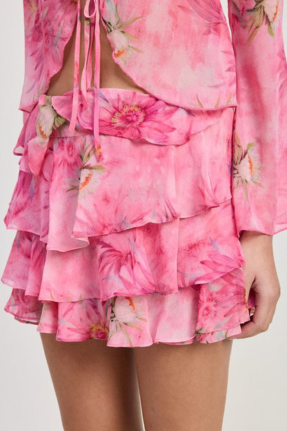 Jade Icarus Ruffle Mini Skirt automotive part with ruffle detail, black fabric, and stylish design for car decoration or customization.