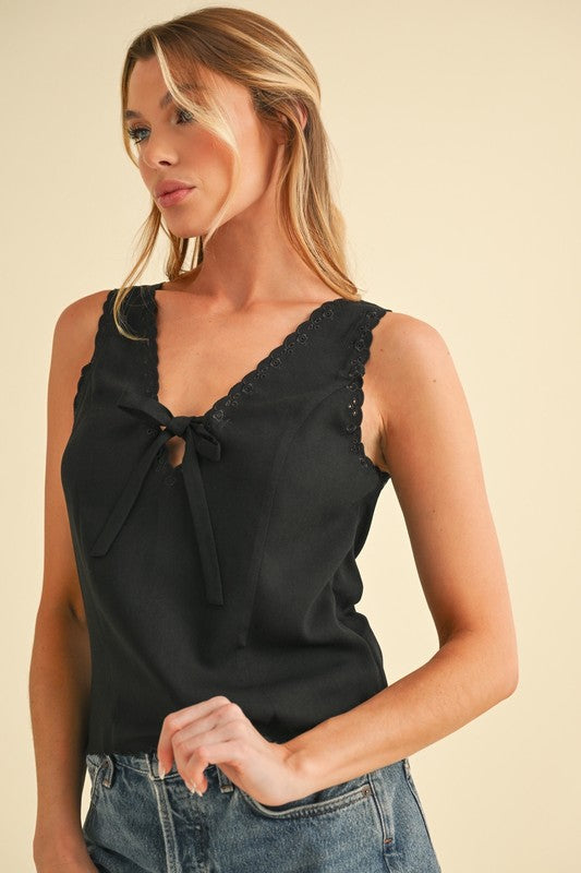 Jade Icarus Karis Eyelet Tank top for women in white, sleeveless with eyelet detailing and a relaxed fit.