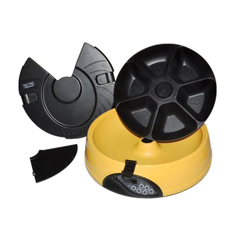 Maroon Asteria pet automatic feeding machine with digital controls and food dispenser for convenient pet feeding.