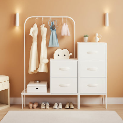 White Dresser With Hanging Clothing Rack Organizer