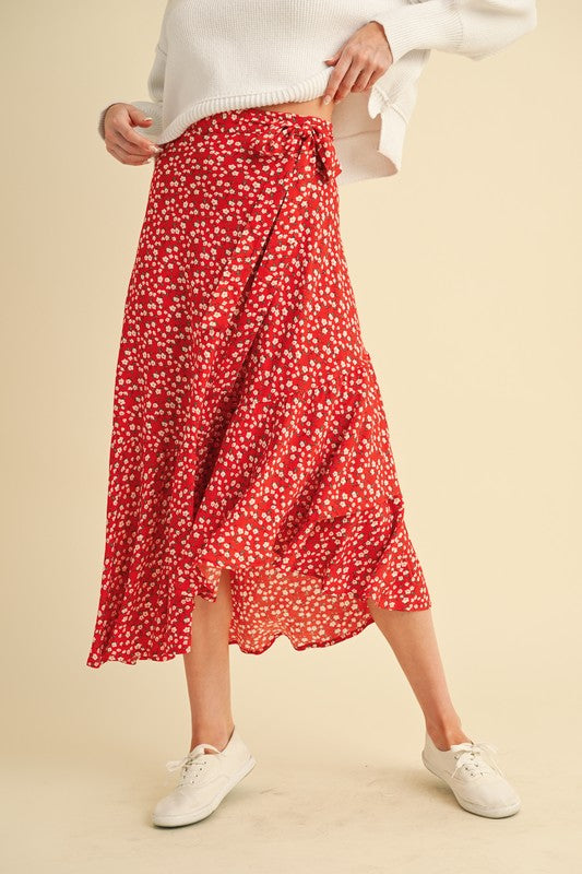 Jade Icarus Berti Floral Wrap Skirt designed for automotive use, featuring a vibrant floral pattern and wrap-around style.