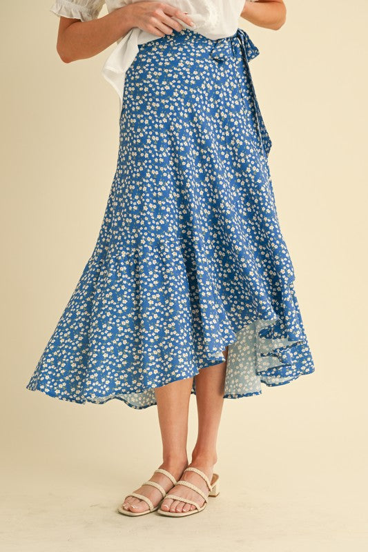 Automotive Berti Floral Wrap Skirt by Jade Icarus with vibrant floral pattern and wrap-around design.