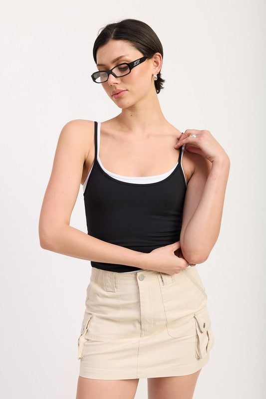 Automotive Jade Icarus cargo mini skirt with detailed stitching and metal accents, shown from a side angle.