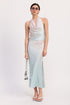 Automotive Jade Icarus Bias Maxi Skirt, sleek black fabric with detailed stitching and a fitted design.