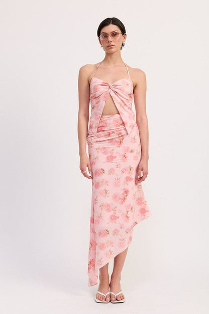 Jade Icarus asymmetrical ruched mermaid skirt in elegant fabric, showcasing its fitted silhouette and unique draped design.