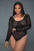 Black The Wildest Bodysuit by Brown Sooty, front view showcasing fitted lingerie with intricate detailing.