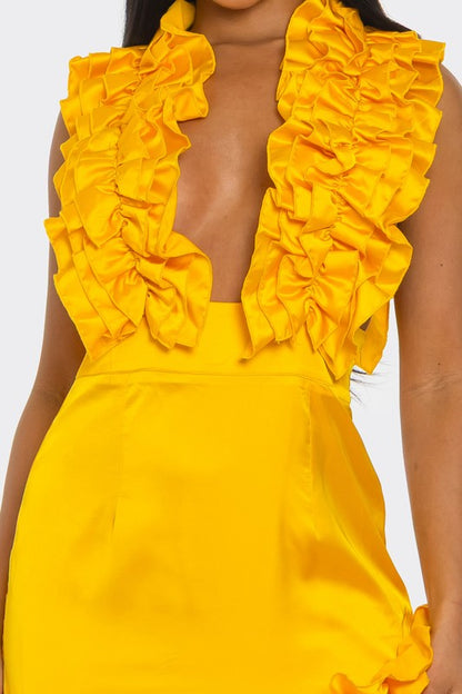 Golden Hour Ruffle Gown by Jade Icarus, women&
