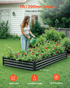 Start2Finish VEVOR metal raised garden bed with open bottom, 8x4 ft, dark gray outdoor planter for vegetables, flowers, herbs, and succulents.