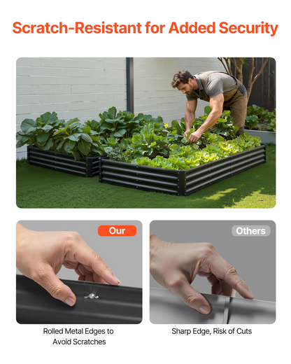 Start2Finish VEVOR metal raised garden bed in dark gray, 8x4x1 ft outdoor planter with open bottom for vegetables, flowers, and herbs.