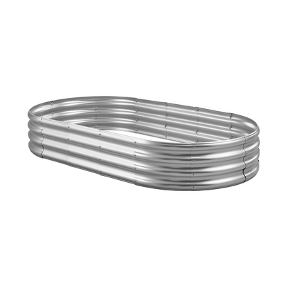 Start2Finish VEVOR metal raised garden bed in galvanized finish, 6x3x1 ft outdoor planter for vegetables, flowers, herbs, and succulents.