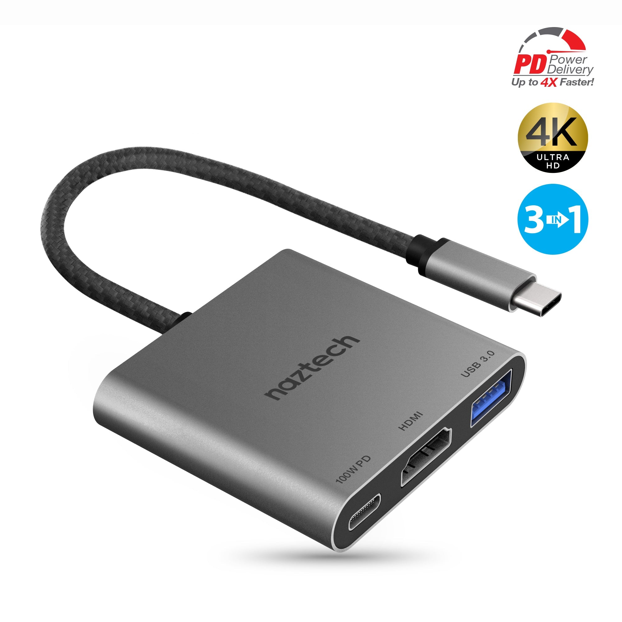Sky Iapetus Naztech Portable MaxDrive 3100W USB-C Hub with multiple ports for mobile and laptop connectivity.