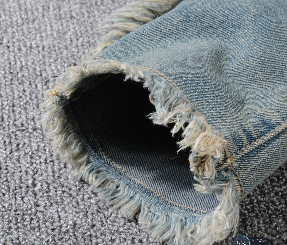Pear Daisy denim feet moto pants featuring a stylish design, perfect for casual home and garden wear.