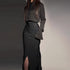Carmine Juneberry heavy industry hot diamond split wrap hip skirt set featuring a stylish dress with bold design details.