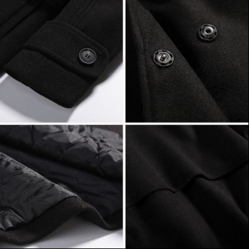 Black silhouette overcoat by Carmine Juneberry, Haute Edition 25, stylish jacket with sleek design and tailored fit.