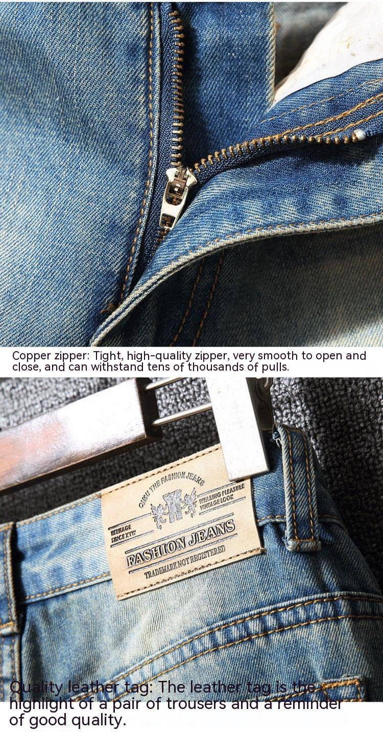 Carmine Juneberry UrbanRip Hong Kong Style Ripped Jeans pants with distressed details and frayed edges on denim fabric.