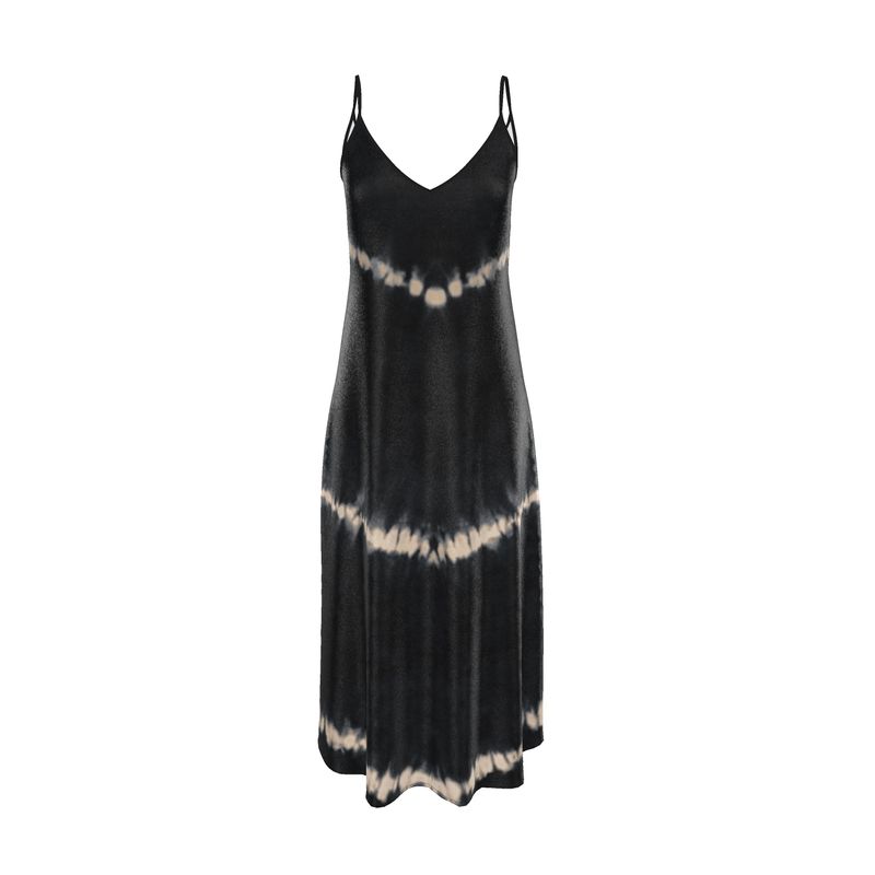 Black silk dress with shibori pattern from Violet Apollo&