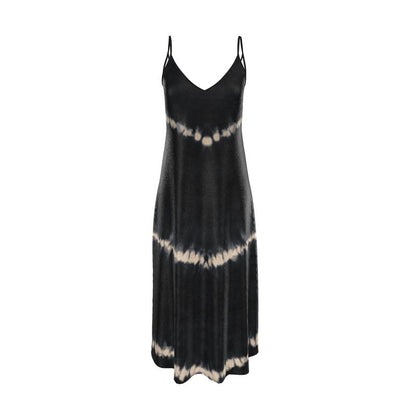 Black silk dress with shibori pattern from Violet Apollo&