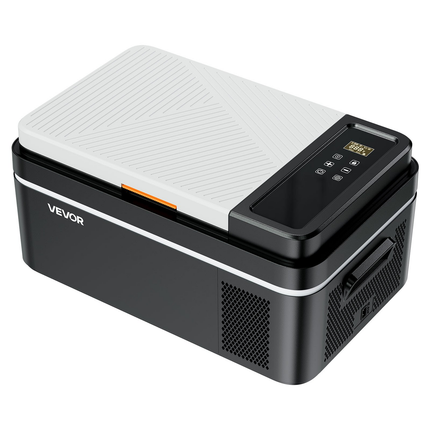 Start2Finish VEVOR car refrigerator with compressor, portable 21 QT cooler with app control, ideal for RVs, camping, and fishing.