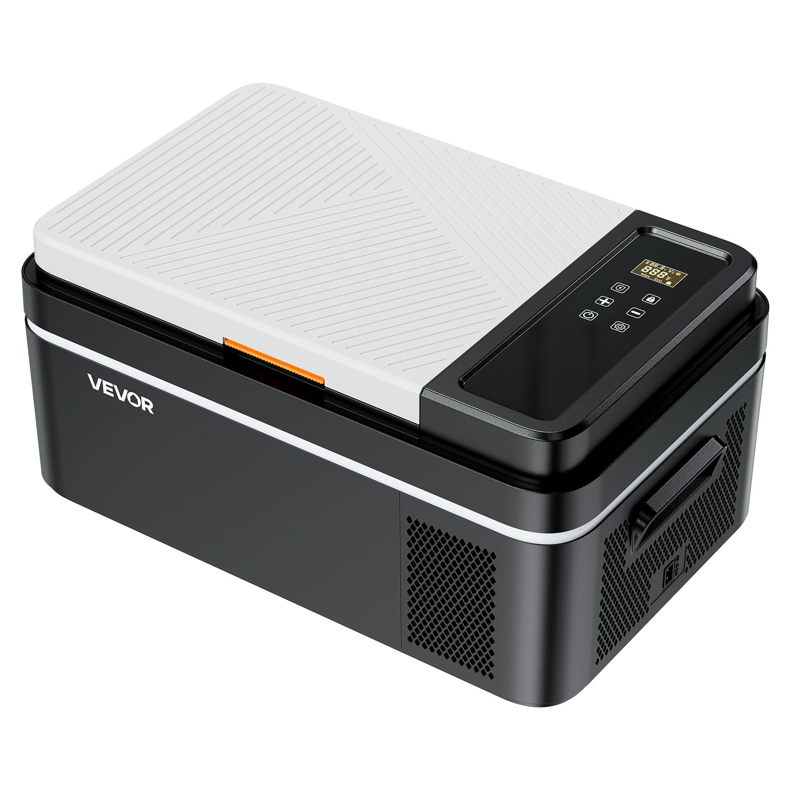 Start2Finish VEVOR car refrigerator with compressor, portable 21 QT cooler with app control, ideal for RVs, camping, and fishing.
