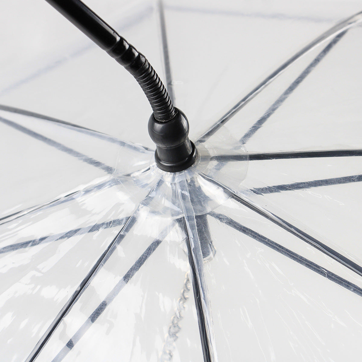 Transparent adjustable pet umbrella by Maroon Asteria, designed for petcare, showing the umbrella open with a pet underneath.