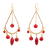 Red Mashan Jade and gold chandelier earrings featuring intricate jewelry design with dangling jade and gold accents.