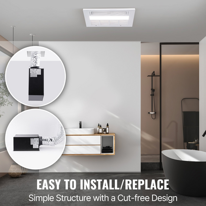 Start2Finish VEVOR bathroom exhaust fan with 1500W heating, 110 CFM ventilation, low noise operation, ceiling mount for home improvement