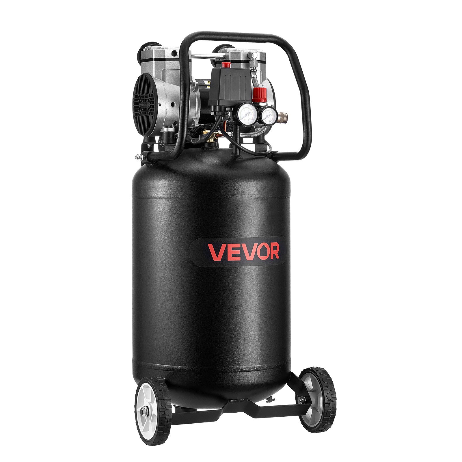 Start2Finish VEVOR 14-gallon air compressor with 2HP, oil-free tank, portable on wheels for auto repair, tire inflation, and spray painting.