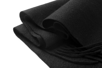 Start2Finish black lambswool woven scarf with simple plain design, cozy and warm for cold weather.