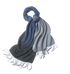 Degradé navy blue lambswool scarf woven by Start2Finish, showcasing soft texture and stylish color transition.