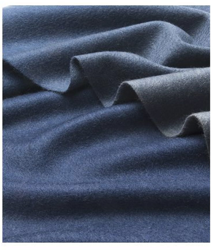 Degradé navy blue lambswool scarf from Start2Finish featuring a woven pattern and soft, warm texture.