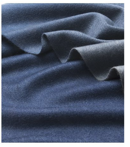 Degradé navy blue lambswool scarf from Start2Finish featuring a woven pattern and soft, warm texture.