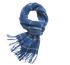 Royal blue and camel check lambswool scarf woven by Start2Finish, showing soft, warm fabric with a classic pattern.