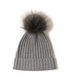 Start2Finish grey cashmere ribbed beanie with eco-friendly pompom, stylish and warm winter apparel for cold weather.
